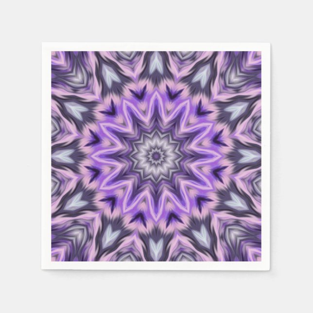 Lilac purple mandala napkins (Front)