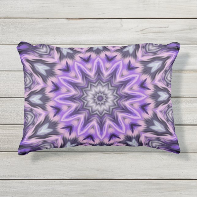 Lilac purple mandala outdoor pillow (Front)