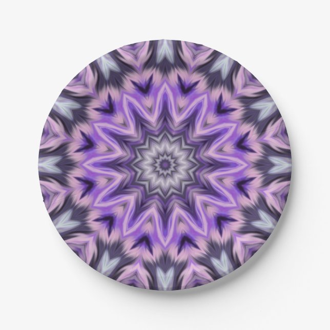 Lilac purple mandala paper plates (Front)
