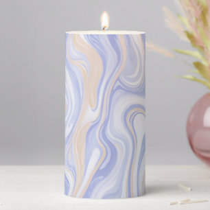 Lilac Purple Marble Pattern Pastel Modern Abstract Pillar Candle