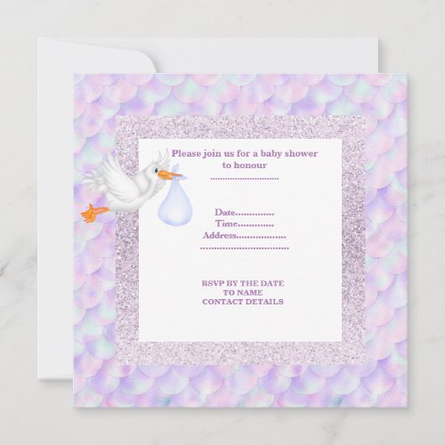 LILAC PURPLE MERMAID BABY SHOWER INVITATION