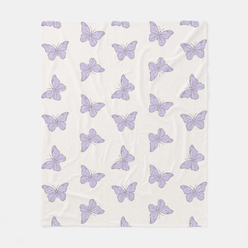 Lilac Purple Minimal Girly Cute Butterfly Pattern Fleece Blanket