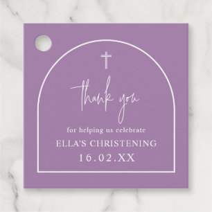 Lilac Purple Modern Arch Minimalist Christening Favor Tags