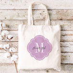 Lilac Purple Monogram Flower Girl Tote Bag<br><div class="desc">Cute trendy monogrammed wedding party tote bags personalized with a custom monogram initial,  flower girl text or add a name or other message. Click Customize It to change text fonts and colors to create a unique one of a kind gift for your bridesmaids and wedding party!</div>