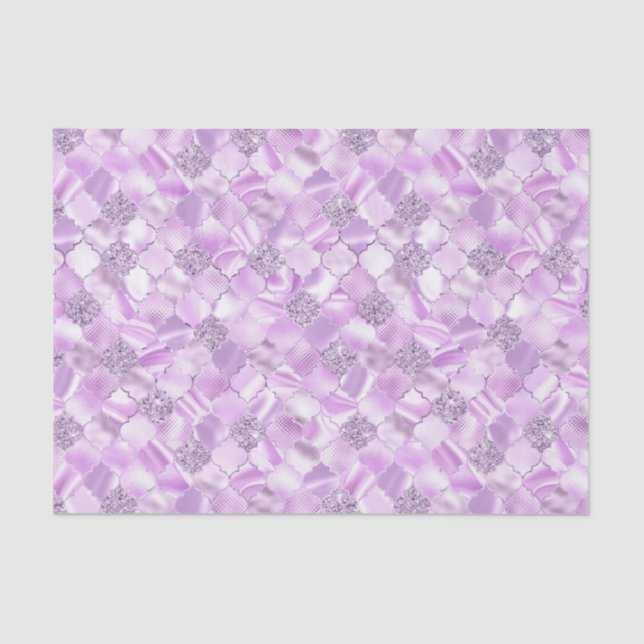 Lilac Purple Moroccan Quatrefoil Pattern Tissue Paper (Front)