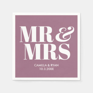 Lilac Purple Mr & Mrs Personalized Wedding Napkins