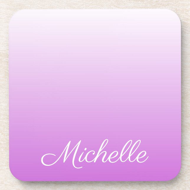 Lilac purple ombre personalized name coaster (Front)