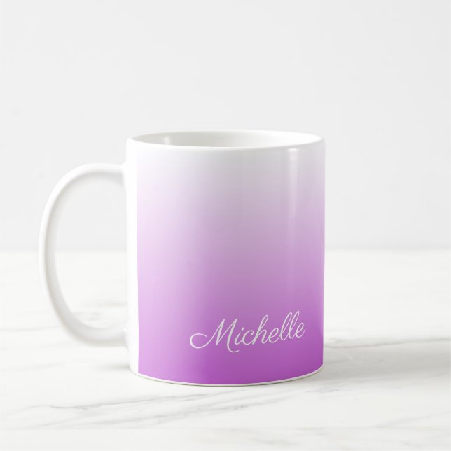 Lilac purple ombre personalized name coffee mug (Left)