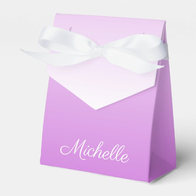 Lilac purple ombre personalized name favor boxes (Front Side)