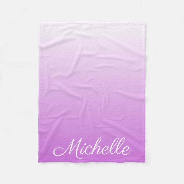 Lilac purple ombre personalized name fleece blanket (Front)