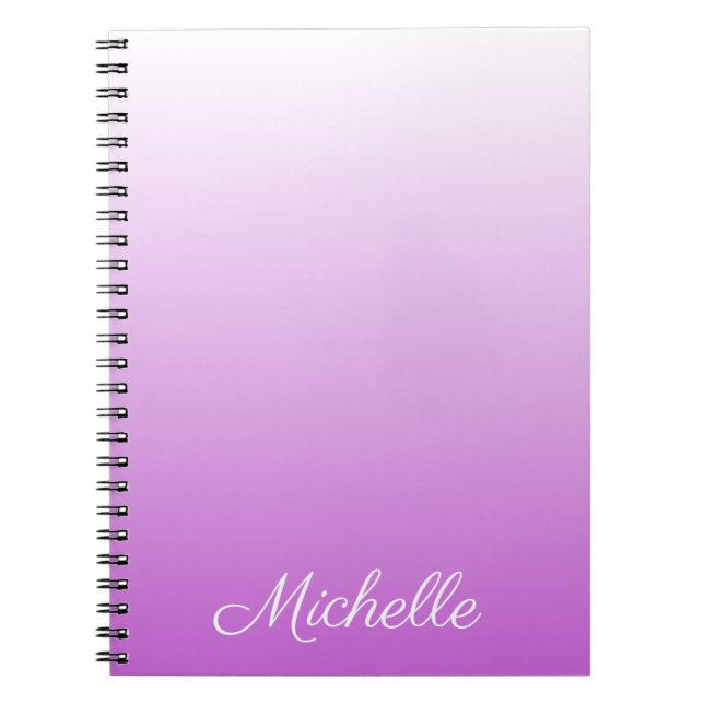Lilac purple ombre personalized name notebook (Front)