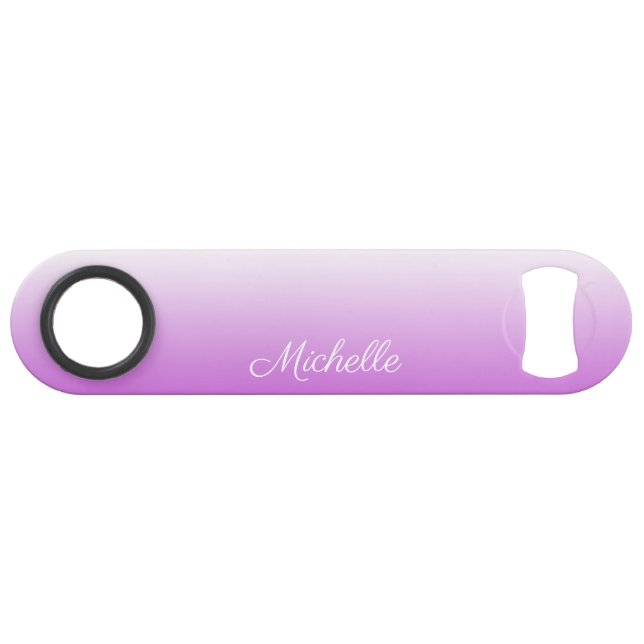 Lilac purple ombre personalized name speed bottle opener (Front (Horizontal))