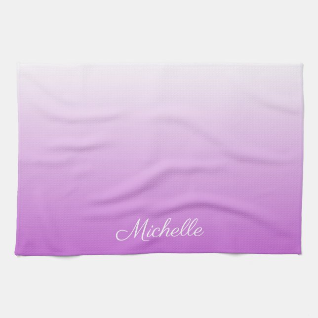 Lilac purple ombre personalized name towel (Horizontal)