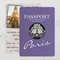Lilac Purple Paris Passport Save The Date