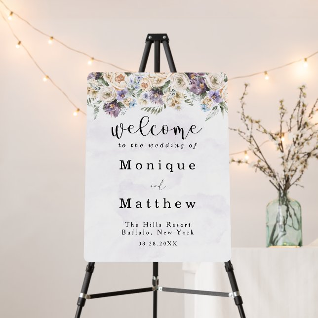 Lilac Purple Peony Wildflowers Bouquet Wedding  Foam Board (In Situ (Stand))
