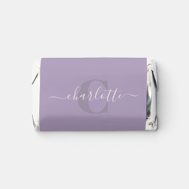 Lilac Purple | Personalized Script Monogram Name  Hershey's Miniatures (Front)
