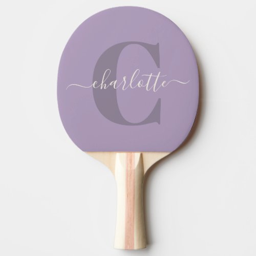 Lilac Purple Personalized Script Monogram Name Ping Pong Paddle