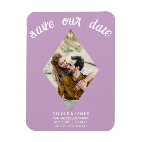 Lilac Purple Pink Photo Wedding Save the Date Magnet