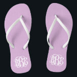 Lilac Purple Preppy Script Monogram Flip Flops<br><div class="desc">PLEASE CONTACT ME BEFORE ORDERING WITH YOUR MONOGRAM INITIALS IN THIS ORDER: FIRST, LAST, MIDDLE. I will customize your monogram and email you the link to order. Please wait to purchase until after I have sent you the link with your customized design. Cute preppy flip flip sandals personalized with a...</div>