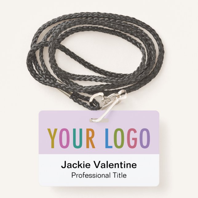 Lilac Purple PVC Name Badge Lanyard Clip or Reel (Front with Lanyard)