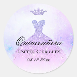 Lilac Purple Quinceanera Personalized Classic Round Sticker