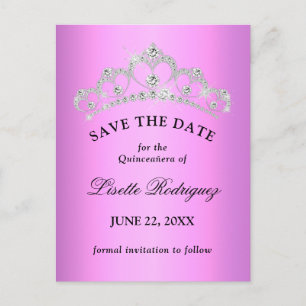 Lilac Purple Quinceanera Save The Date Postcard
