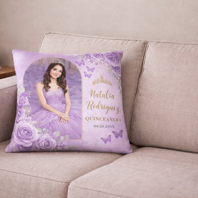 Lilac Purple Quinceañera Throw Pillow (Creator Uploaded)