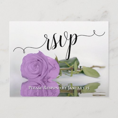 Lilac Purple Reflecting Rose Elegant Wedding RSVP Postcard