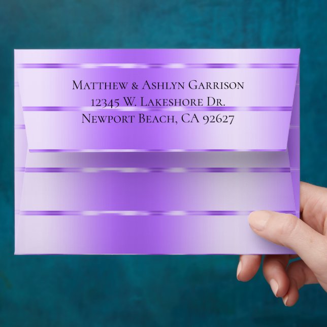 Lilac Purple Ribbon Bridal Shower or Wedding Envelope (Hand)