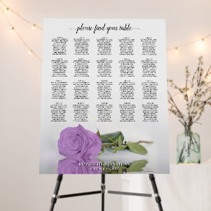 Lilac Purple Rose 20 Table Wedding Seating Chart Foam Board