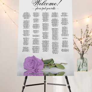 Lilac Purple Rose Alphabetic Seating Chart Welcome Foam Board
