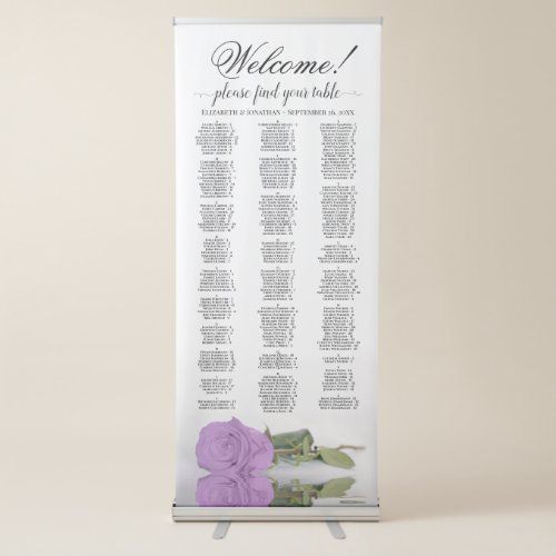 Lilac Purple Rose Chic Alphabetical Seating Chart Retractable Banner