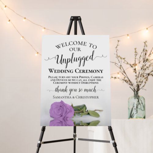 Lilac Purple Rose Chic Unplugged Wedding Ceremony Foam Board