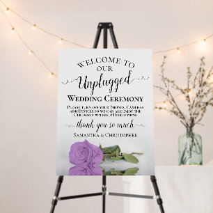 Lilac Purple Rose Chic Unplugged Wedding Ceremony Foam Board