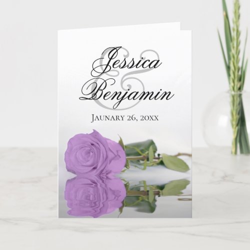Lilac Purple Rose Elegant Romantic Photo Wedding Invitation