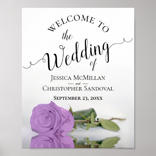 Lilac Purple Rose Elegant Wedding Welcome Sign