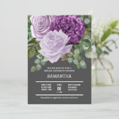 Lilac purple rose flower shimmer chic floral bloom invitation (Standing Front)