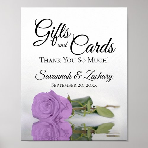 Lilac Purple Rose Gifts  Cards Wedding Sign