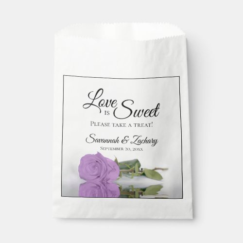 Lilac Purple Rose Love is Sweet Take Treat Wedding Favor Bag