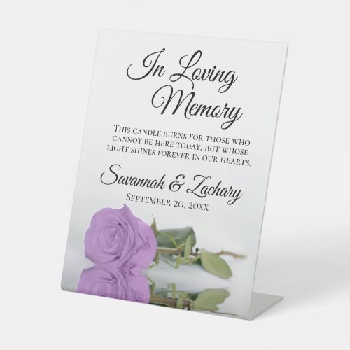 Lilac Purple Rose Loving Memory Wedding Memorial Pedestal Sign
