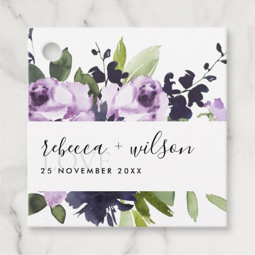 LILAC PURPLE ROSE PEONY FLORAL BUNCH LOVE  WEDDING FAVOR TAGS