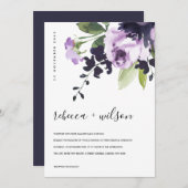 LILAC PURPLE ROSE PEONY FLORAL WATERCOLOR WEDDING (Front/Back)
