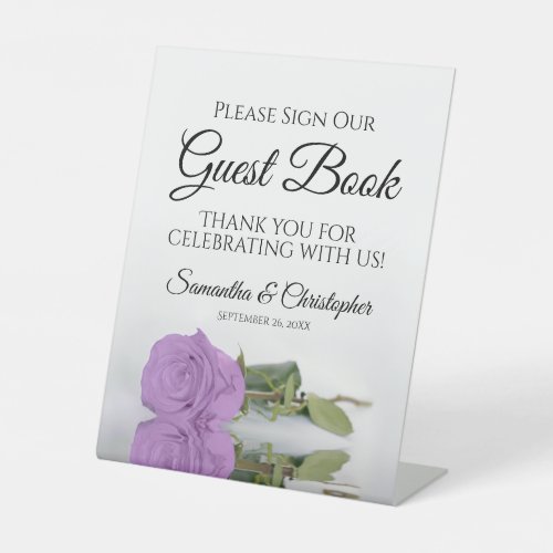 Lilac Purple Rose Please Sign Our Guest Book