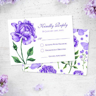 Lilac Purple Rose Quinceañera Response Card
