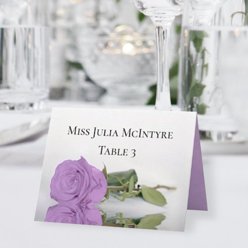 Lilac Purple Rose Wedding DIY Fold Place Card