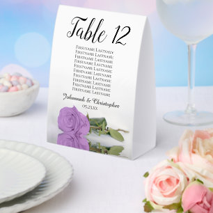 Lilac Purple Rose Wedding Number Seating Chart Paper Table Tent