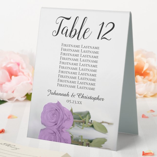 Lilac Purple Rose Wedding Number Seating Chart Table Tent (In SItu (Wedding))