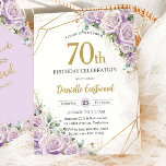 Lilac Purple Roses Floral 70th 80th Birthday Loved Invitation<br><div class="desc">Celebrate a milestone in style with this beautiful pastel purple lilac floral birthday invitation featuring soft watercolor roses and elegant gold accents. Perfect for a 50th, 60th, 70th, 80th, 90th, 100th birthday party or any age, this timeless design brings a touch of sophistication to any special celebration. Ideal for women’s...</div>