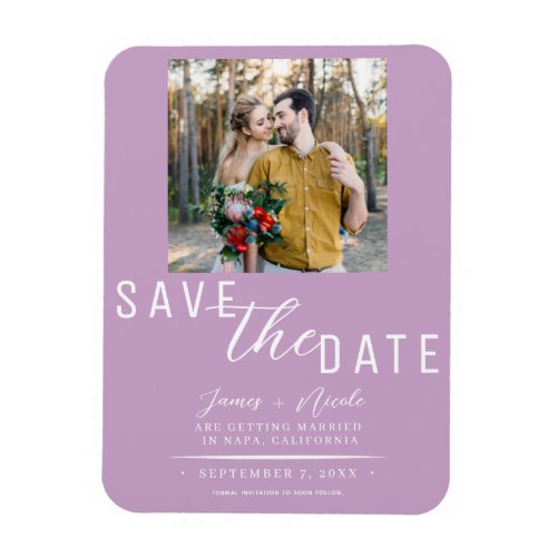 Lilac Purple Save the Date Photo Wedding Magnet