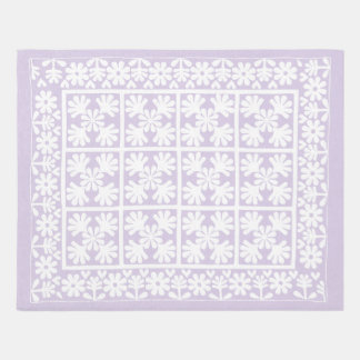 Lilac Purple Scandinavian Rug Oak Leaf Floral
